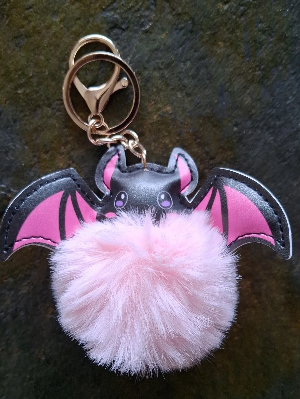 Cute Pink Bat Pom-Pom Keychain/Bag Accessory